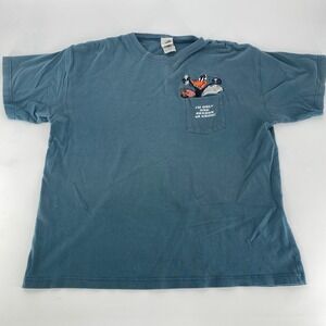 Daffy Duck Pocket Tee WB Studio Store Mens XL Blue Cartoon Graphic‎ T Shirt VTG